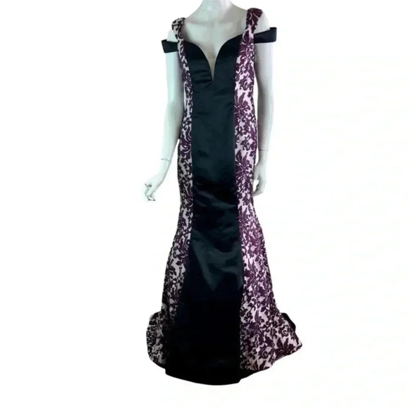Rachel Allan COUTURE Size 12 Purple Hand Beaded Trumpet Gown Prom Dress Formal - Picture 3 of 9